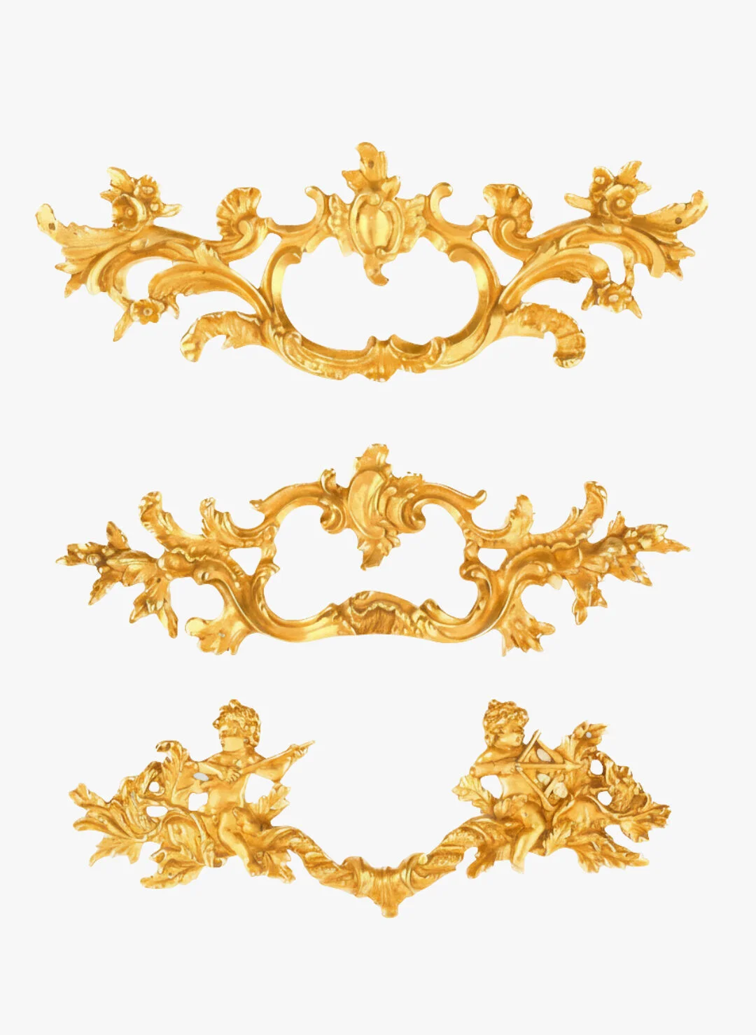 Ensemble de bronzes d'ameublement Louis XV : ornements à motifs végétaux